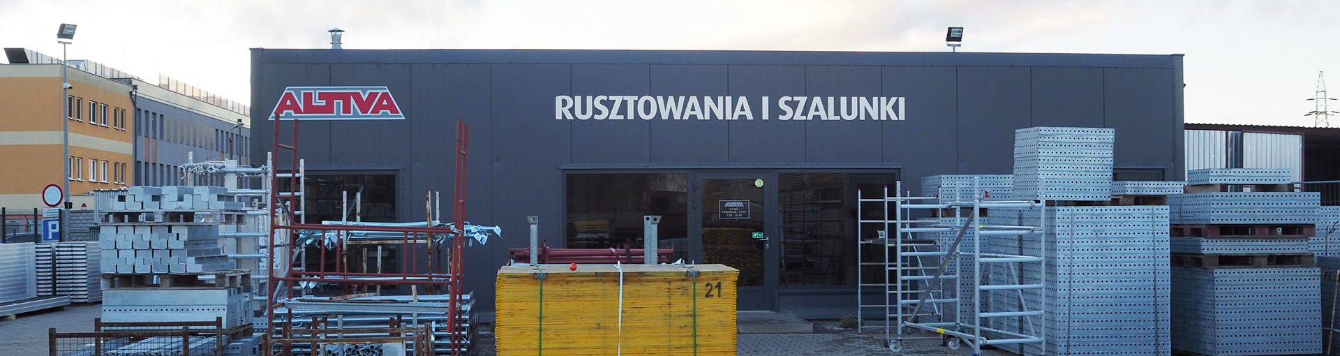 rusztowania i szalunki wejście do firmy - banner